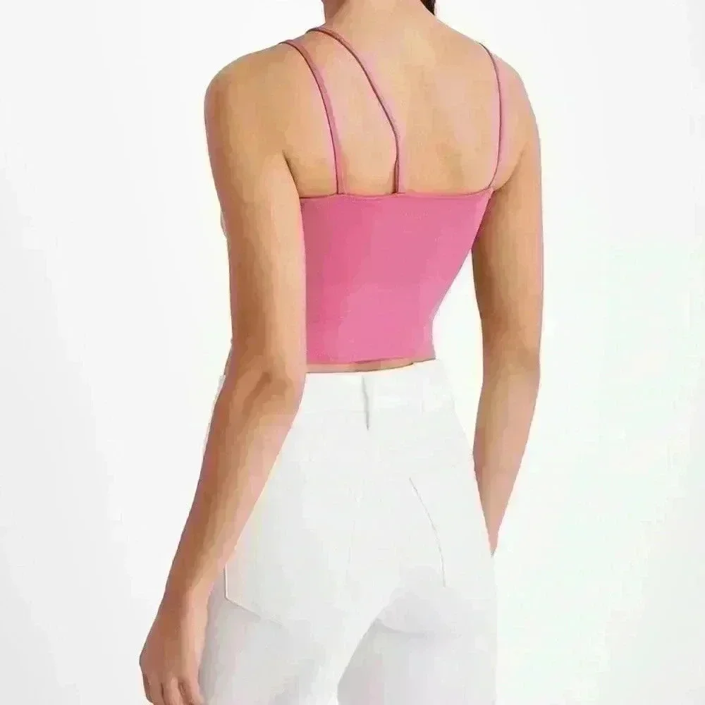 Express Body Contour Compression Square Neck Strappy Cropped Cami - Picture 2 of 6